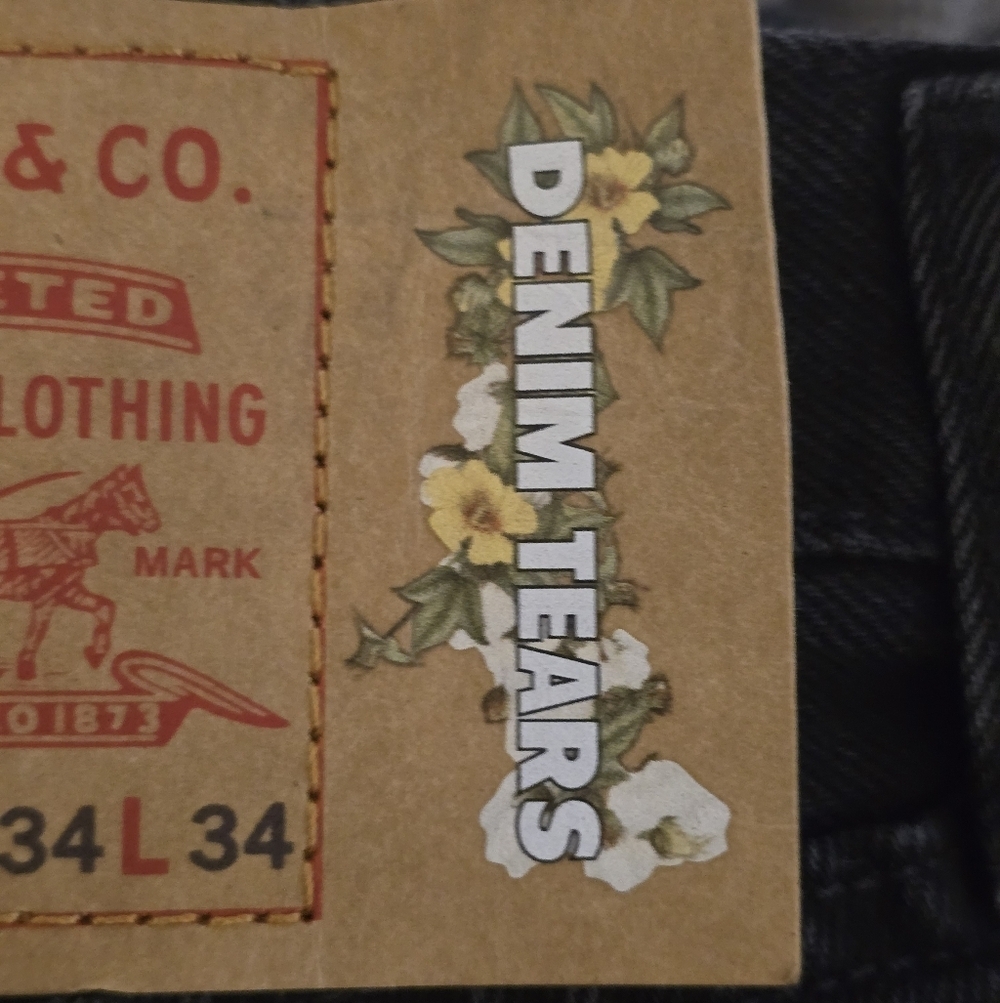 NWOT Denim Tears + Levi 501 DT Black Straight Leg Jeans Mens 34x34 Button Fly - Picture 5 of 7